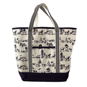 Lands End Woodland Toile Large Tote Deep Purple and Cream